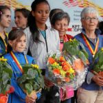 BERN, 12JUN16 - Die Kategoriensiegerinnen anlaesslich der Siegerinnenehrung auf dem Bundesplatz am Ende des 30. Schweizer Frauenlauf in Bern am 12. Juni 2016.Impression of the 30th Swiss Women's Run in Bern, Switzerland, June 12, 2016. With more than 16,000 participants, the Swiss Women's Run is the largest women's sports event in Switzerland.swiss-image.ch/Photo Andy Mettler
