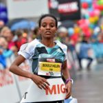 BERN, 12JUN16 - Helen Tola Bekele aus Petit-Lancy freut sich beim Zieleinlauf ueber ihren Sieg im Elite Rennen ueber 5 Kilometer anlaesslich des 30. Schweizer Frauenlauf in Bern am 12. Juni 2016.Impression of the 30th Swiss Women's Run in Bern, Switzerland, June 12, 2016. With more than 16,000 participants, the Swiss Women's Run is the largest women's sports event in Switzerland.swiss-image.ch/Photo Michael Buholzer