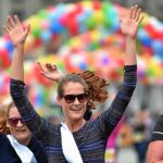 BERN, 12JUN16 - Gluecklich ueber die vollbrachte Leistung: Laeuferinnen freuen sich ueber die Zielankunft anlaesslich des 30. Schweizer Frauenlauf in Bern am 12. Juni 2016.Impression of the 30th Swiss Women's Run in Bern, Switzerland, June 12, 2016. With more than 16,000 participants, the Swiss Women's Run is the largest women's sports event in Switzerland.swiss-image.ch/Photo Michael Buholzer